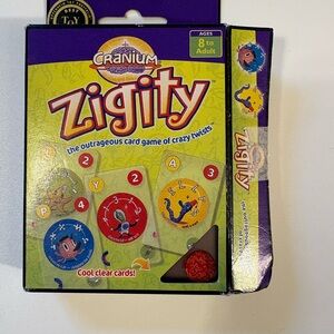 Cranium Zigity Card Game - Vibrant Purple and Yellow Fun